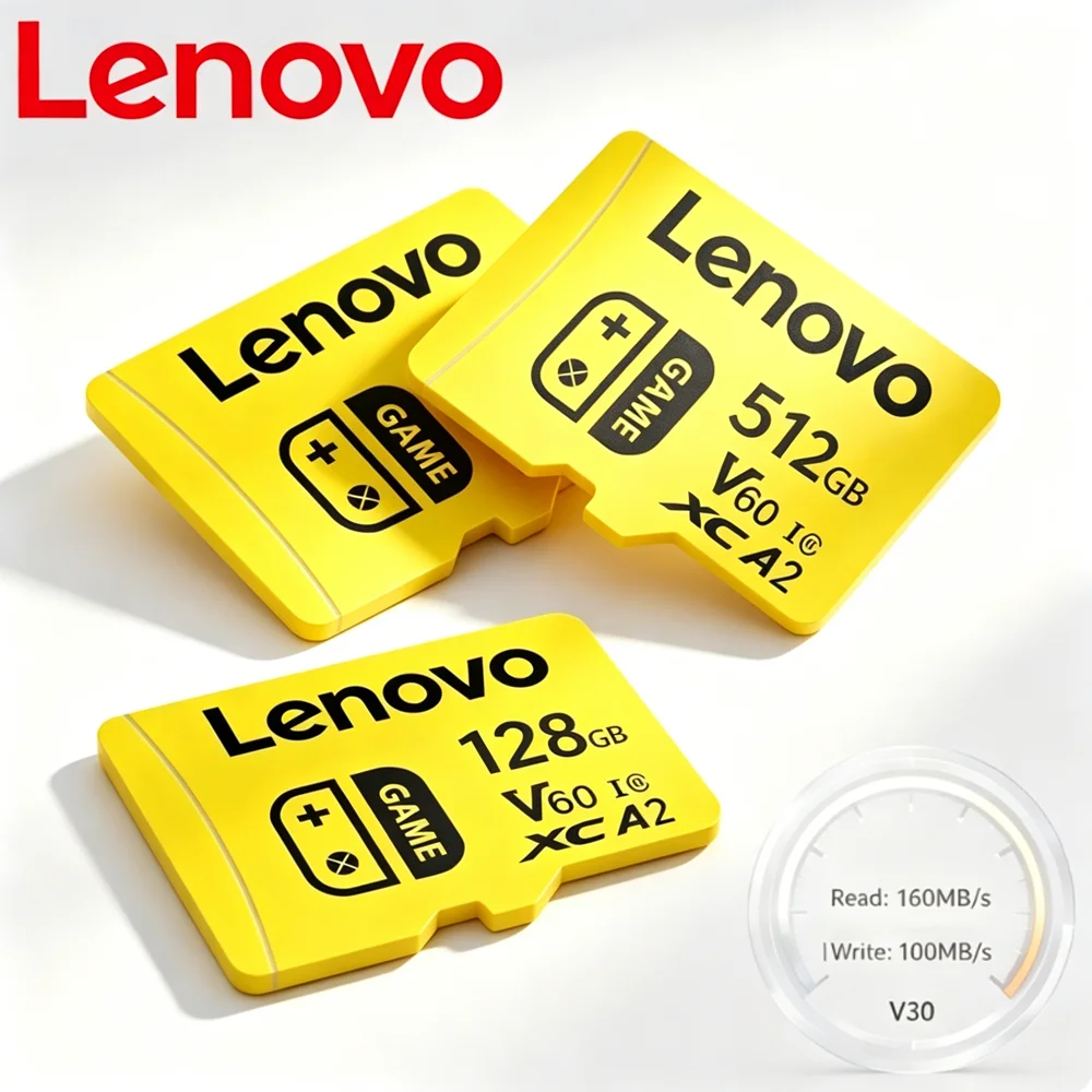 

Lenovo SD Card 128GB 256GB 512GB Memory Card Micro TF SD U3 V30 A2 High Speed with Adapter for Samsung Tablet Media Storage