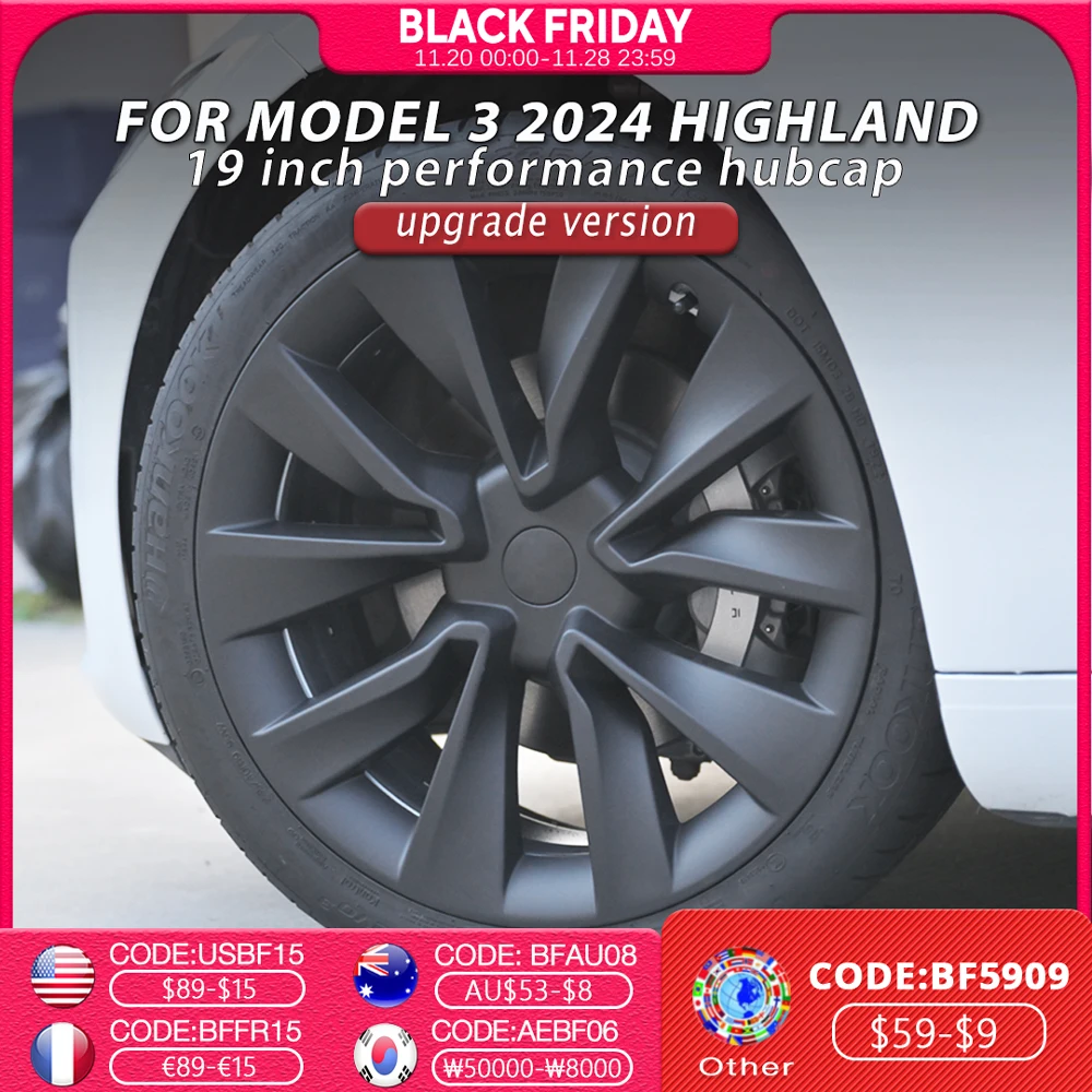 

4 шт. крышка ступицы автомобиля для Tesla Model 3 19 дюймов 2024 Highland Performance, крышка колеса, полная крышка обода, аксессуары, детали колес