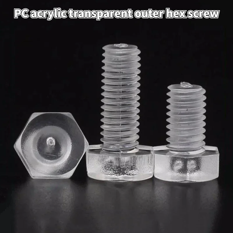 PC Plastic Transparent Outer Hexagon Screw Acrylic Insulated Plastic Bolt M3 M4 M5 M6 M8 M10 M12