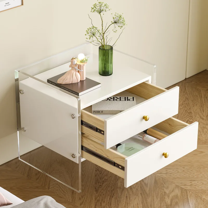 Italian Minimalist Bedside Table Acrylic Suspension Sense Nightstands Luxury Modern Simplicity Mesita De Noche Furniture WKNS