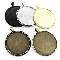 5pcs/lot 40mm Inner Size Antique Bronze and Silver Plated Black colors plated Fashion Style Cabochon Base Setting Charms Pendant
