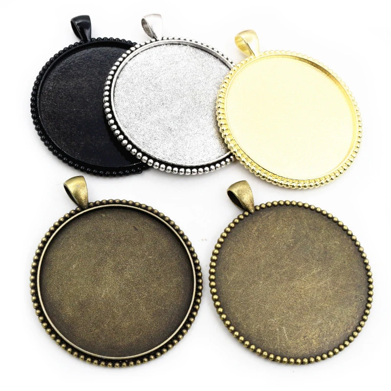 5 sztuk/partia 40mm wewnętrzna rozmiar Antique Bronze i posrebrzane czarne kolory Plated Fashion Style Cabochon baza ustawienie Charms wisiorek