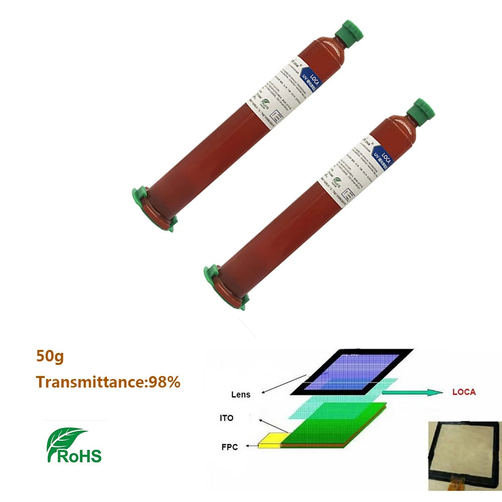50G Tp-2500 الأشعة فوق البنفسجية الغراء LOCA السائل بصري واضح لاصق لإصلاح آيفون سامسونج HTC الزجاج