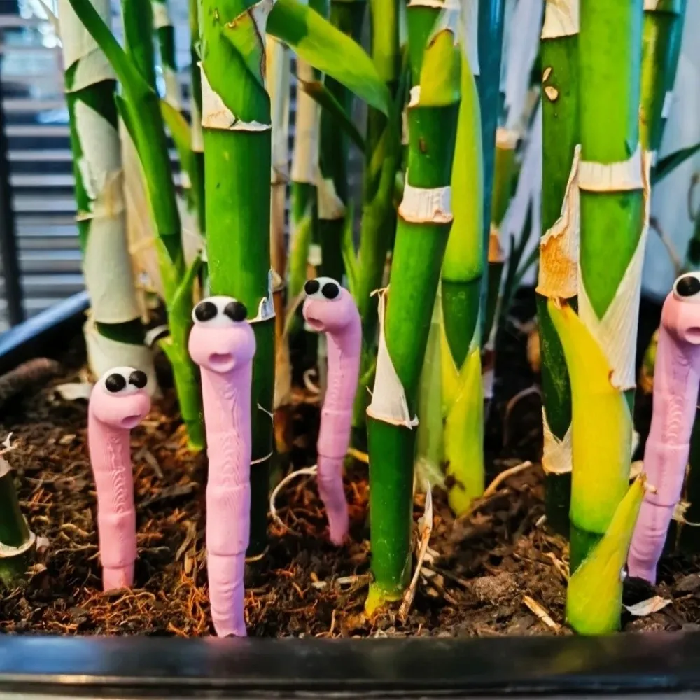 5pcs 5pcs Garden Ground Insertions Cute Design Fun Miniatures Earthworm Soil Moisture Meter Potted Plant Decor For Garden