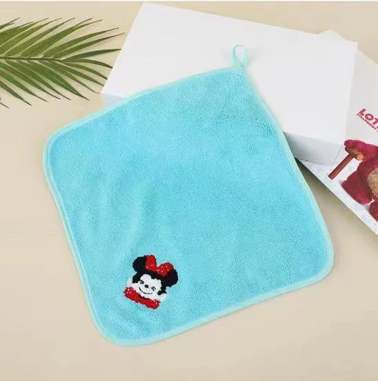 Miniso スクエアタオル タオル刺繍漫画コーラルベルベット子供用タオル吸水性ソフト速乾性フェイスワイプハンドタオル