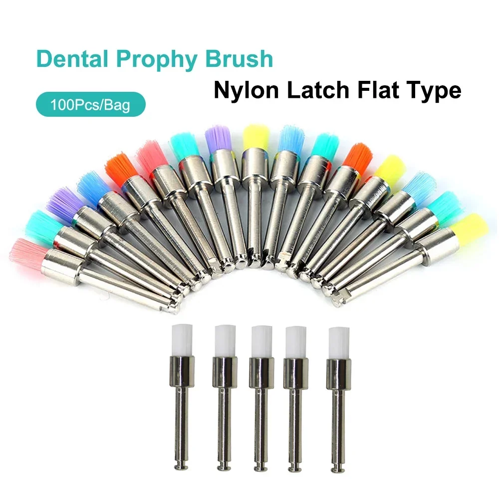 

XYSZ 100pcs Dental Materials Prophy Prophylaxis Brush Colour White Nylon Polishing Brushes RA Shank 2.35mm Dentistry Polisher