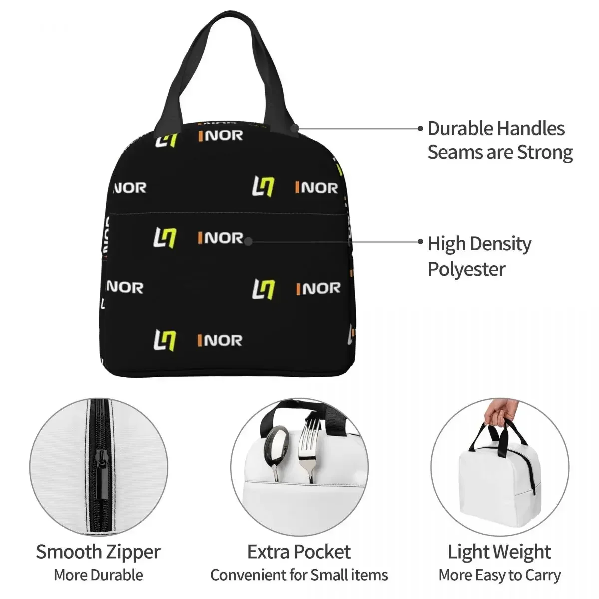 Lando Norris F1 Nor Insulated Lunch Bags Portable Picnic Bags Thermal Cooler Lunch Box Lunch Tote for Woman Work Kids School