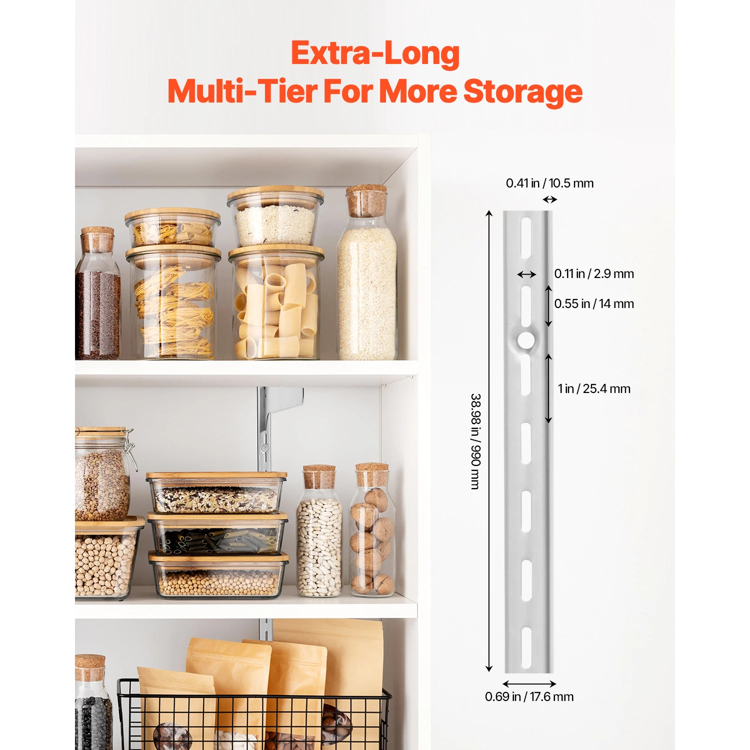SucceBuy 10Pack Shelf Pilaster Rails 39in Upright Wall Shelving Support with 40 Screws Single Slot Rail for Closet Organization