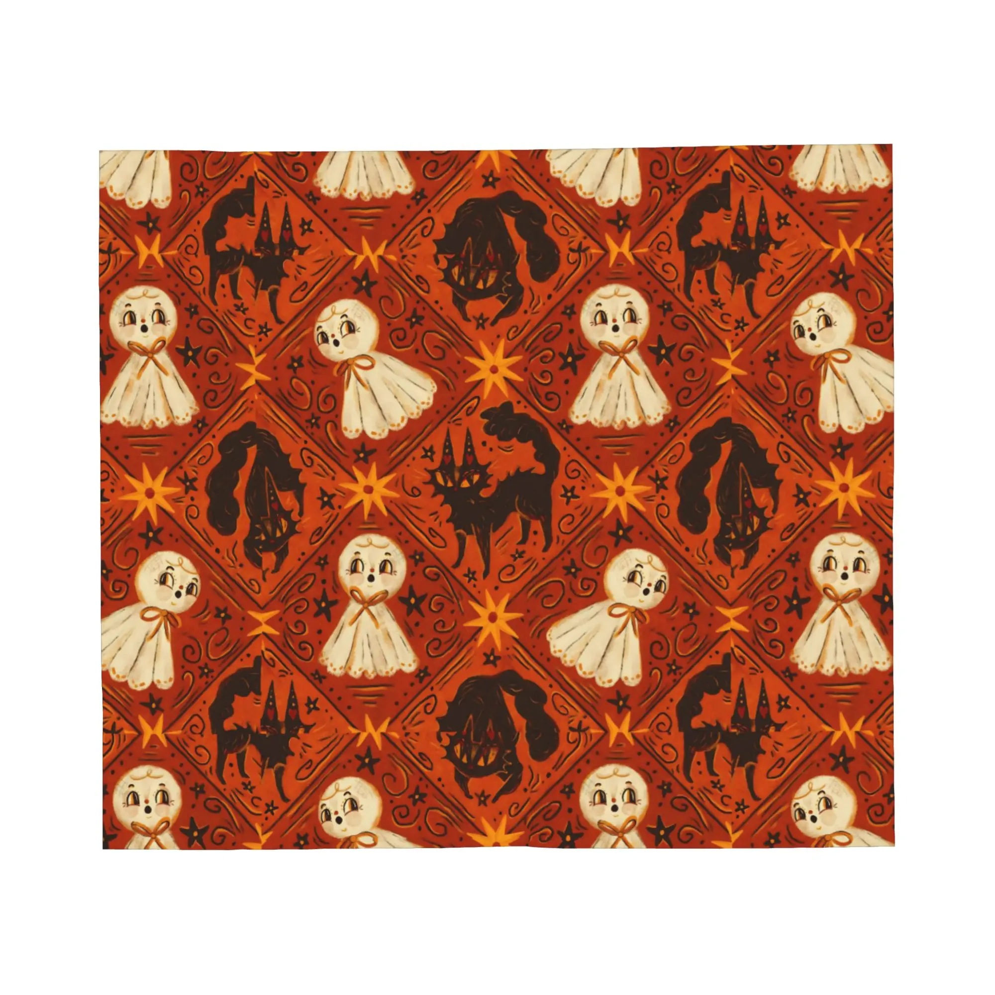 Halloween Blanket Fleece Cats Ghosts Witch Ultra-Soft Throw Blanket for Home Couch Bedspread