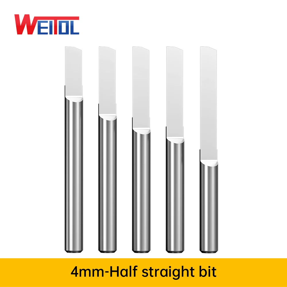 Weitol 5 Buah 4Mm Shank Setengah Lurus Bit CNC Ukiran Bit Lurus Shank Router Bit Alat Mesin CNC