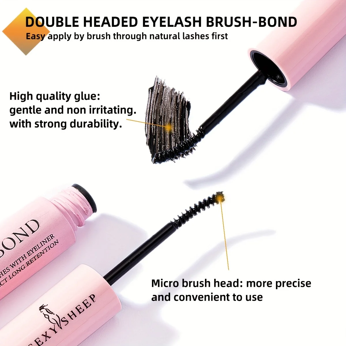 Eyelash Gluing and Sealing for Eyelash Clusters Strong Fixed Eyelash Glue Lasting 48H Eyelash(5ml Black Glue + 5ml Clear Seal)