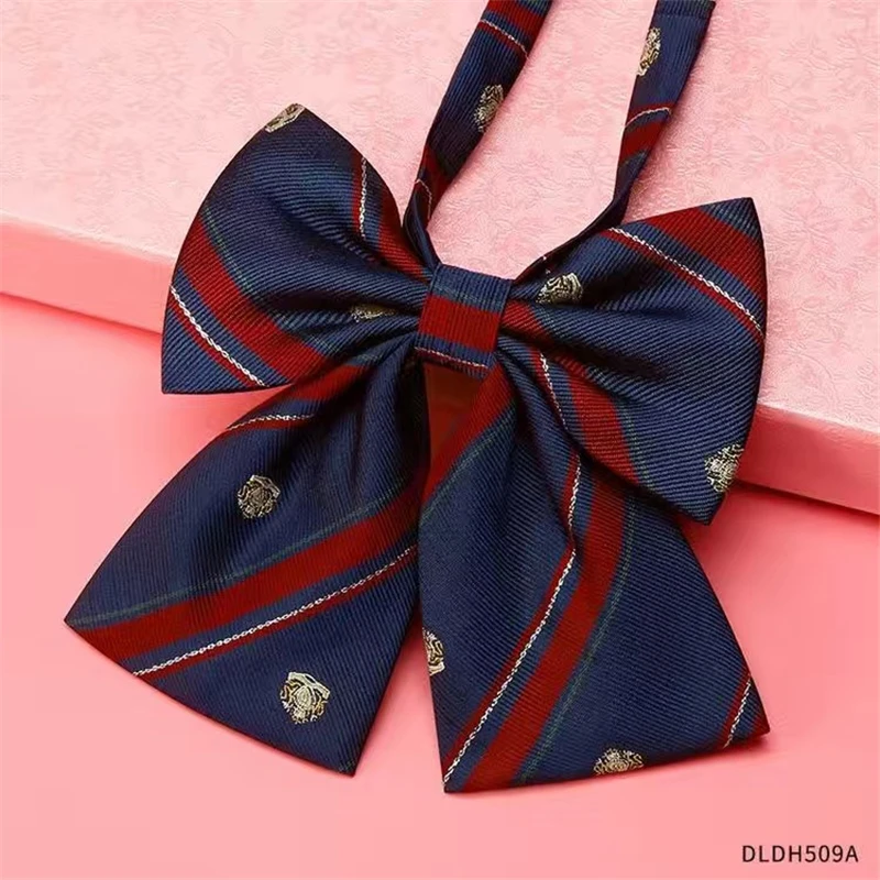 Christmas Crown Pattern Series Red Long Tie And Bow Tie Girls Korean Students Tie Zipper Necktie Choker For JK School Uniforms