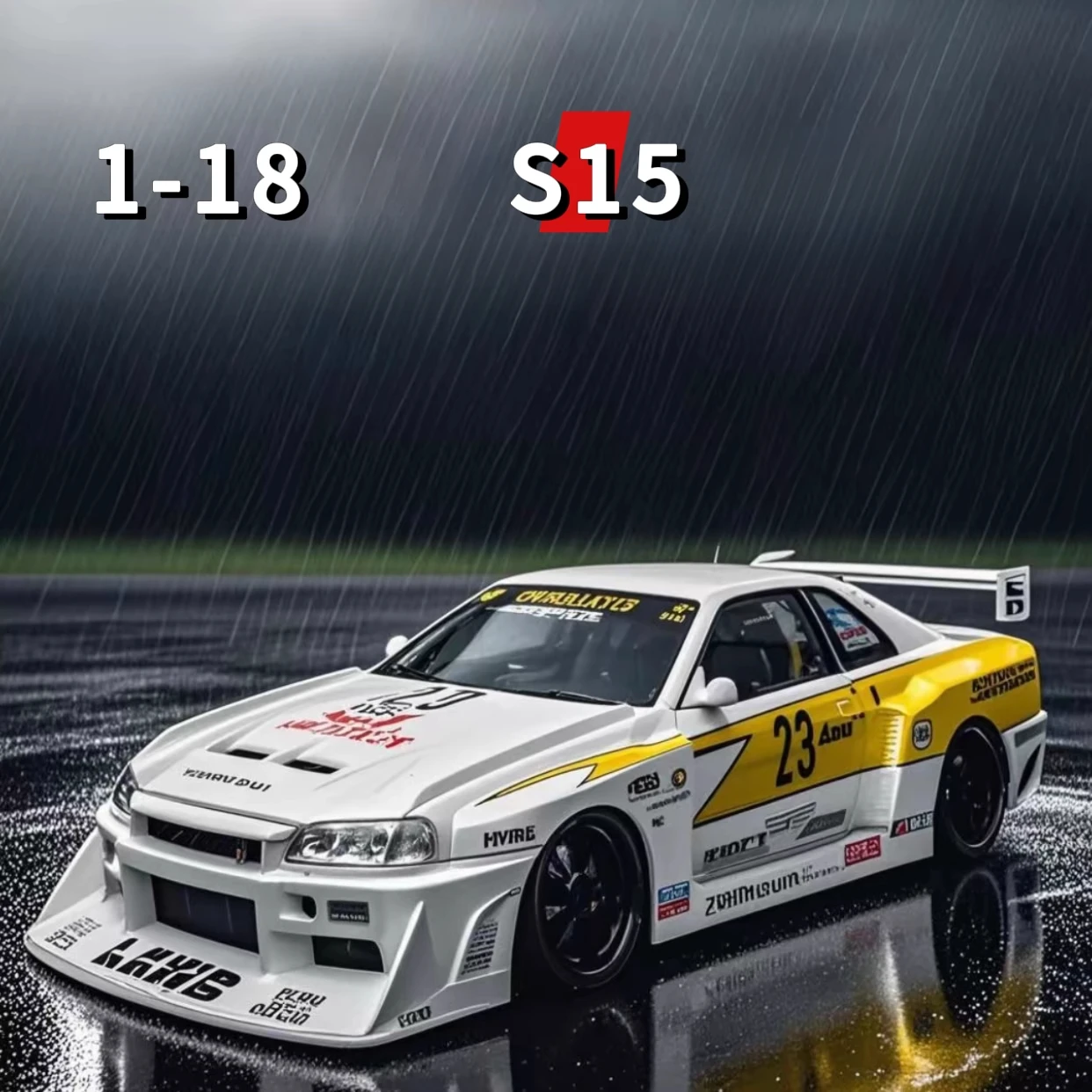 

1:18 Skyline GTR S15 Modified Wide Body Version Alloy Diecast Car Model Sound Light Pull Back kids Toy Collectible Birthday gift