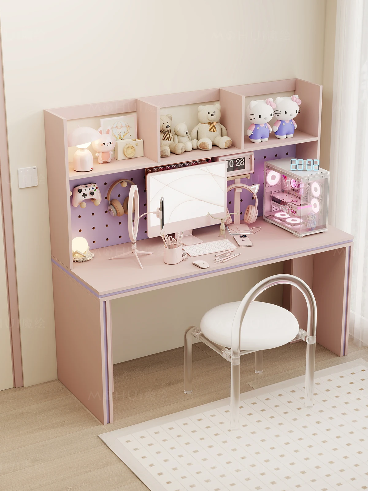 Magic painted color storage computer desk bookshelf bedroom desk desk dopamine furniture study large capacity study table