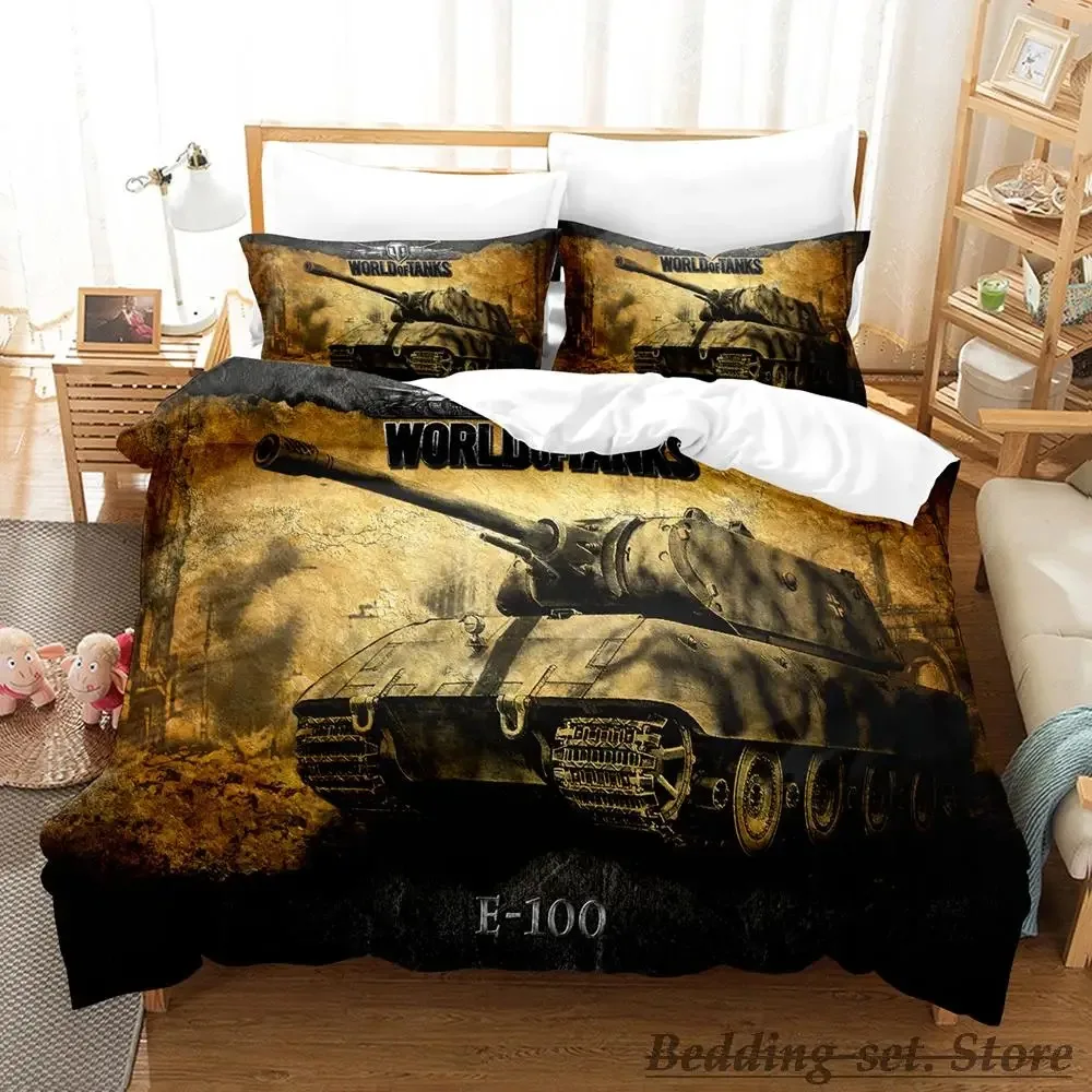 

2023 Game World Of Tanks Bedding Set Single Twin Full Queen King Size Bed Set Adult Kid Bedroom Duvetcover Sets Anime Bed
