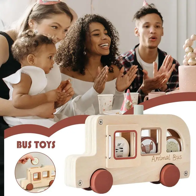 

Kids Bus Toy Wood Model Toy Car Portable Interactive Educational Game For School Playtime Creative Play Boys Learning Girls