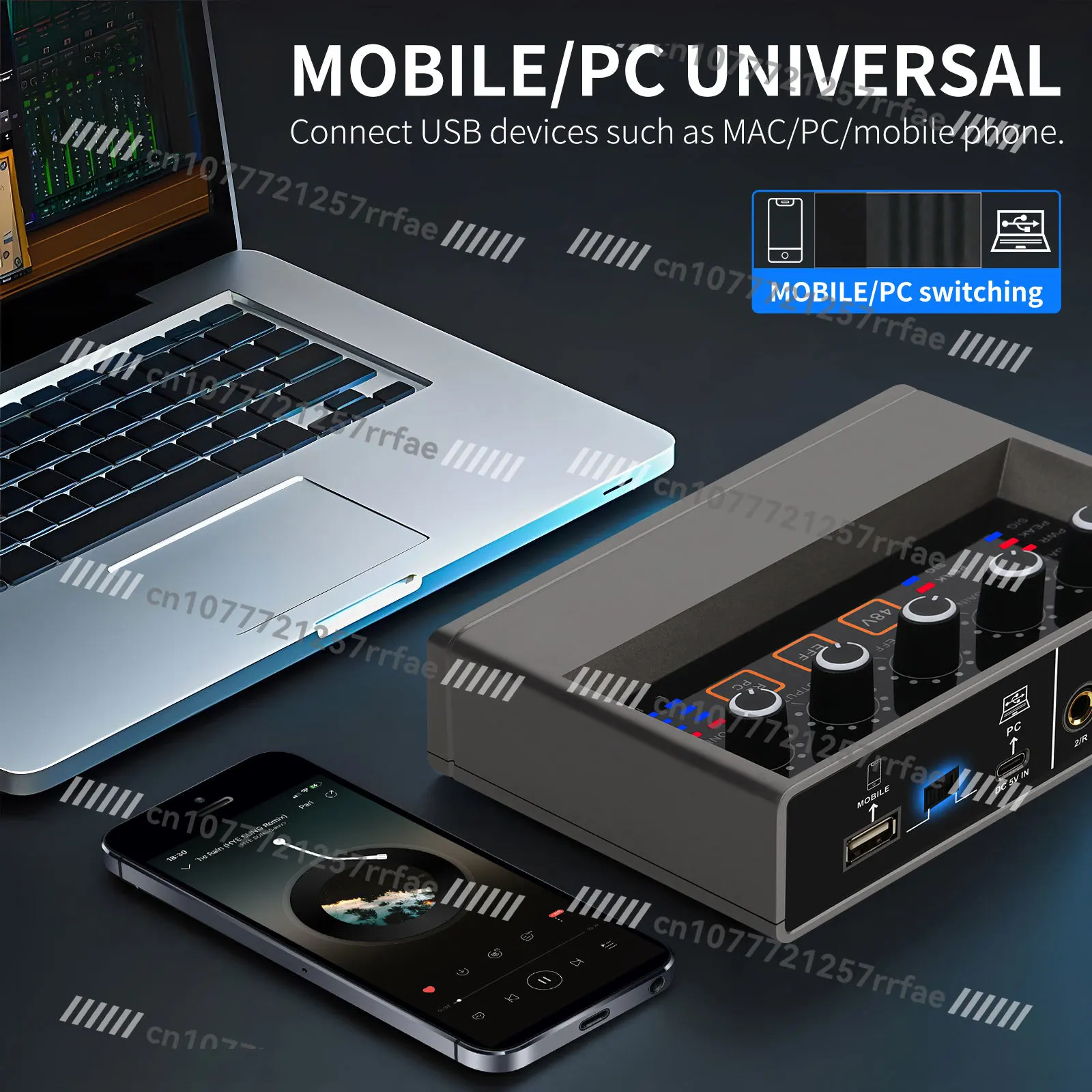 High quality recording studio sound card USB audio interface wired microphone computer