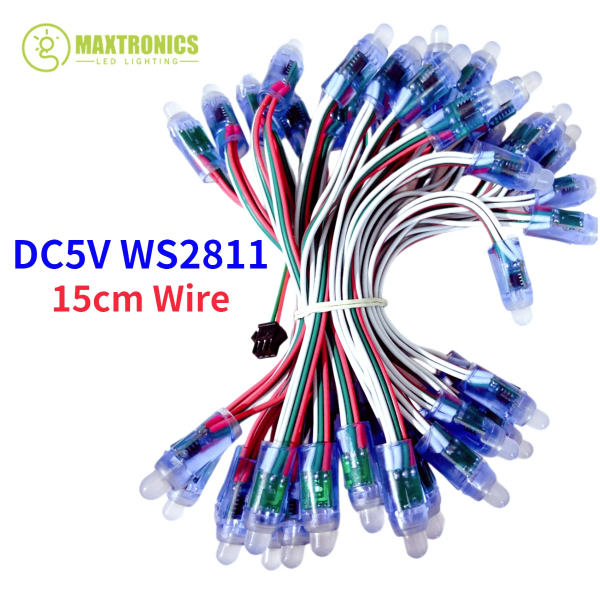 5000pcs 15cm Wire 12mm WS2811 2811 IC Full Color Pixel LED Module Light DC 5V input IP68 Waterproof RGB Digital LED Pixel Light