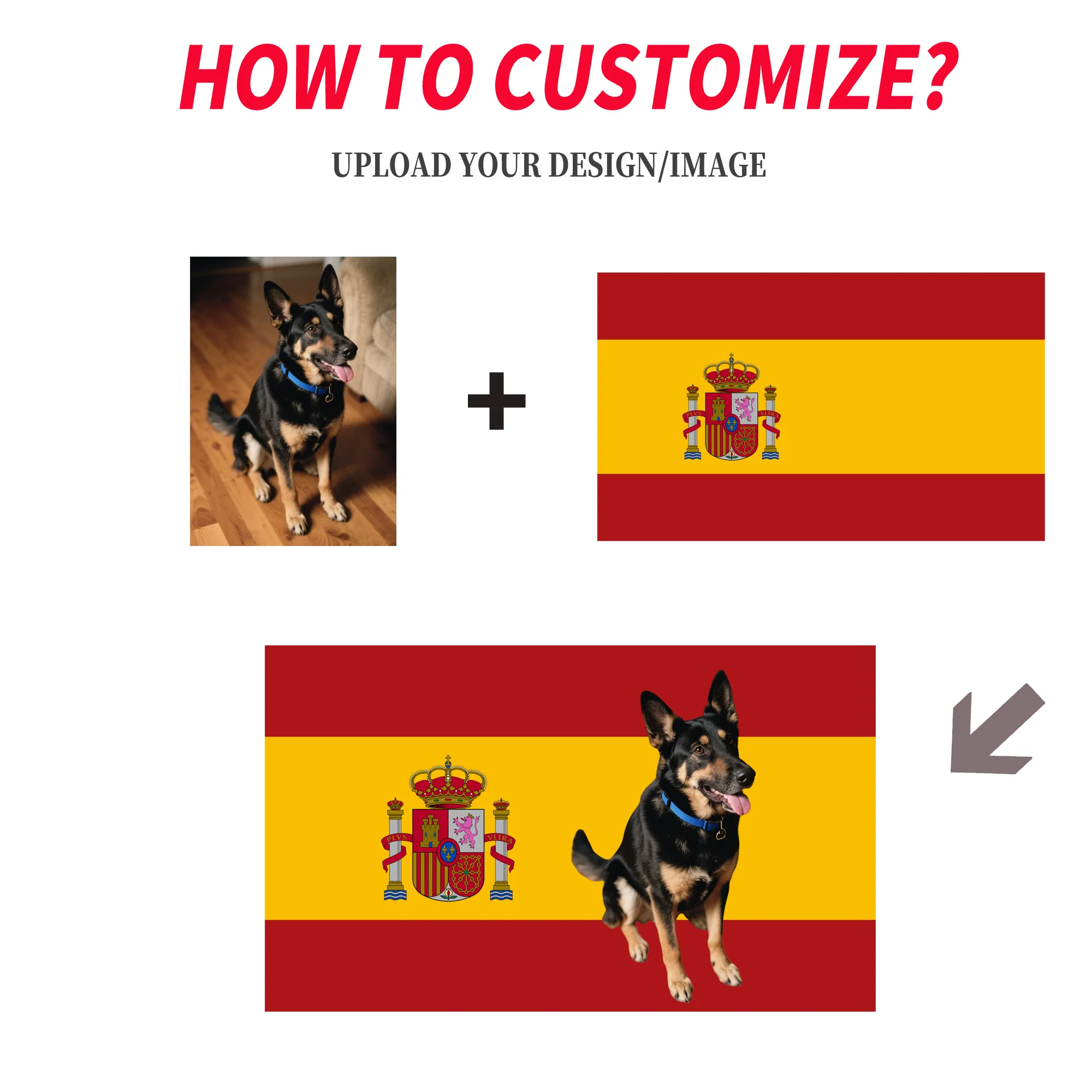 1pc 2D FLAT Personalize Spain/Spanish Flag - Custom Spanish National Flag , Ideal for Parties, Clubs, Garden, Yard, Porch