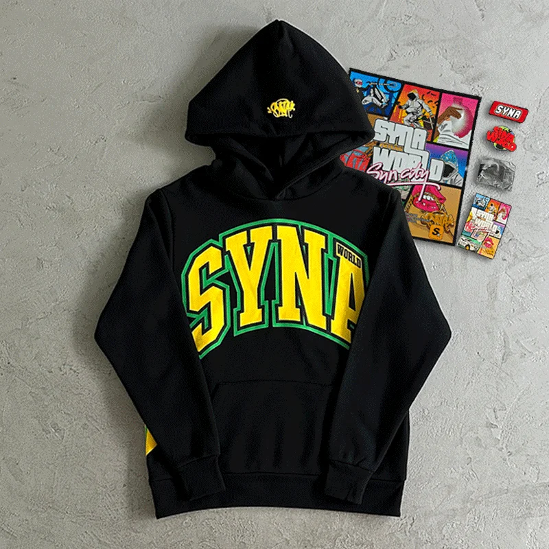Sudadera con capucha con estampado de letras Sy para hombre y mujer, pantalones deportivos Y2K de calle alta, ropa informal para correr de Hip Hop, otoño