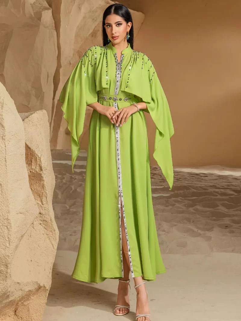 

Moroccan Kaftan Handsewn Beaded Arabic Evening Long Dresses Islamic Clothing Muslim Dubai Party Abaya Ramadan Eid Outfits