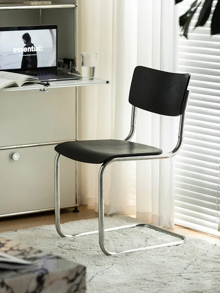 Medieval Bauhaus Dining Chair Home Living Room Designer Stainless Steel Leisure Back Chair Cantilever Chair