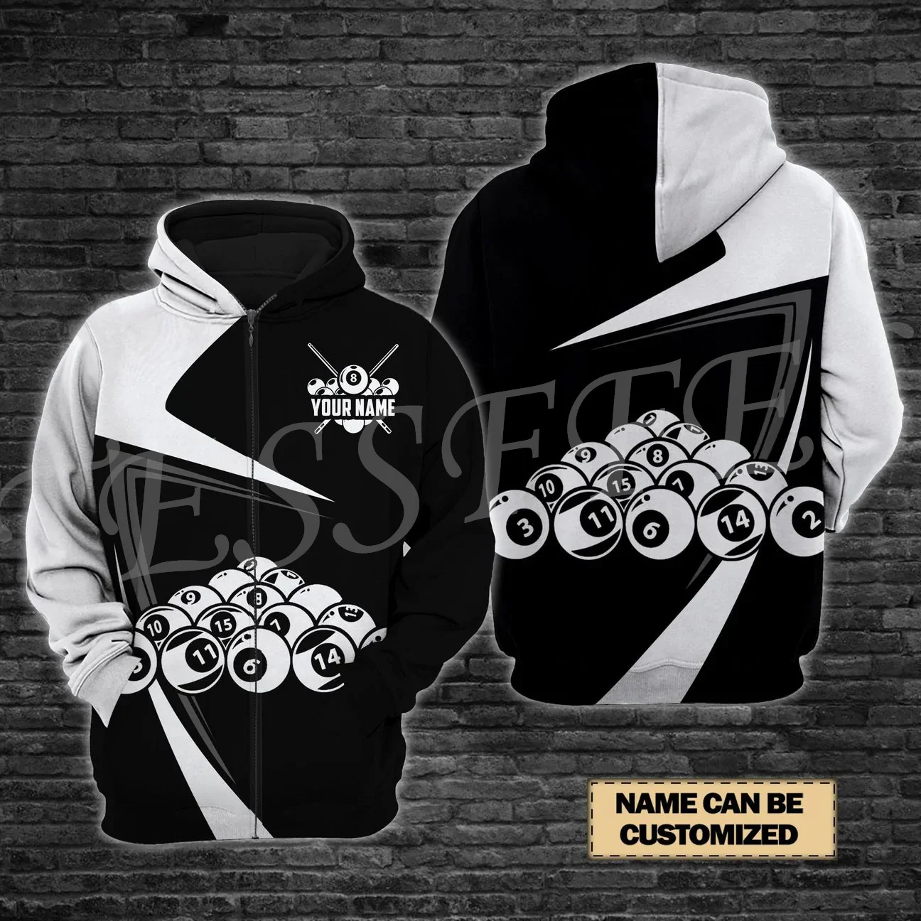 NewFashion Custom Name Sports Billiards Ball Player Tattoo Tracksuit 3DPrint Streetwear Harajuku Casual Funny Jacket Hoodies 1X