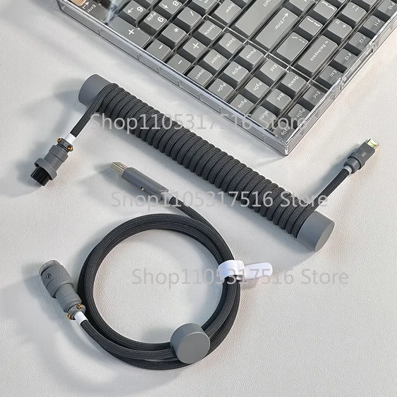 For UNKNOWN ERROR Mechanical keyboard cable - Gradient dark space gray color aviation plug cable with solid connector Z49