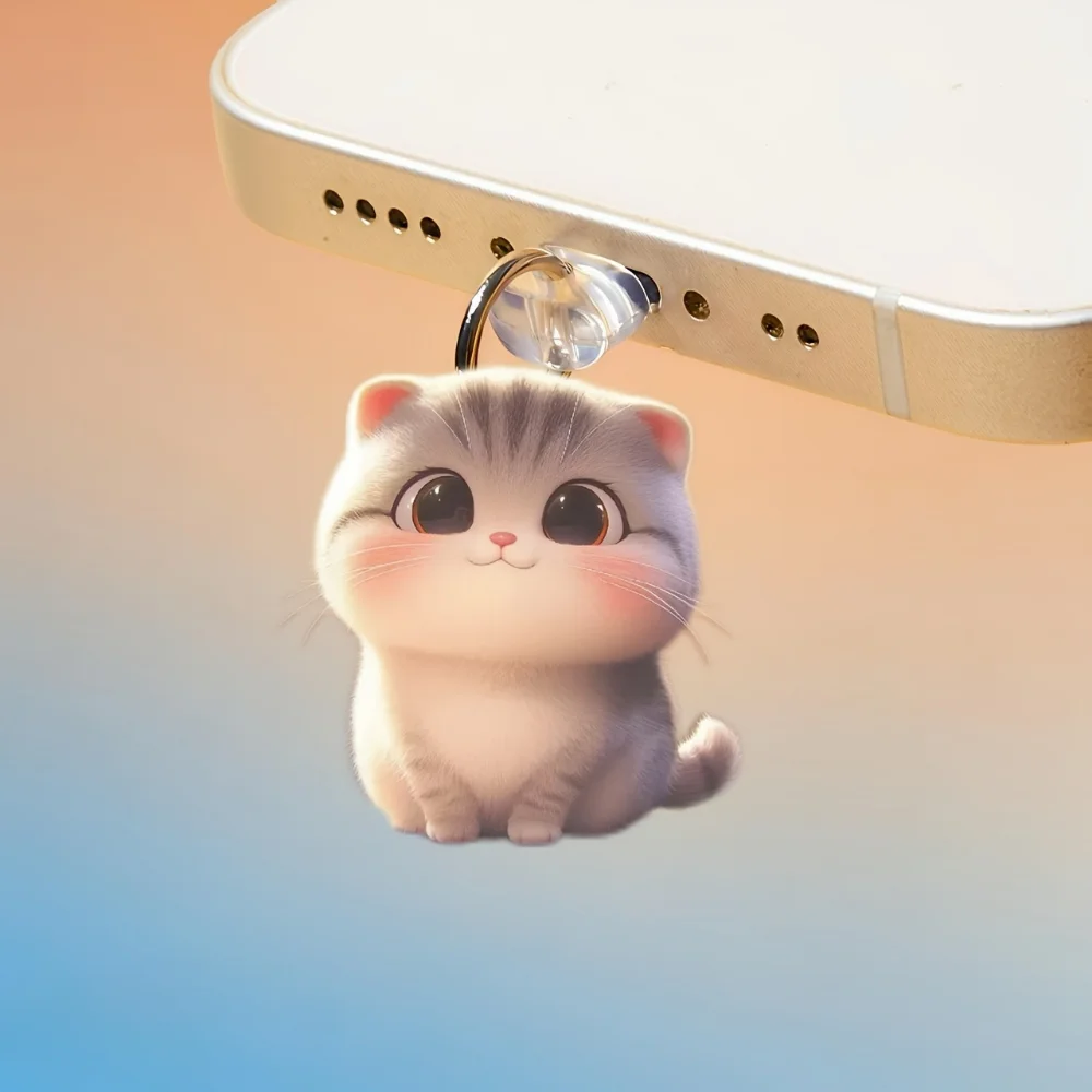 2D الكرتون لطيف القط الاكريليك الهاتف الغبار التوصيل ل البيضاوي و نوع-C آيفون شحن ميناء رائعتين مكافحة غطاء غبار الحيوانات الأليفة عاشق هدية