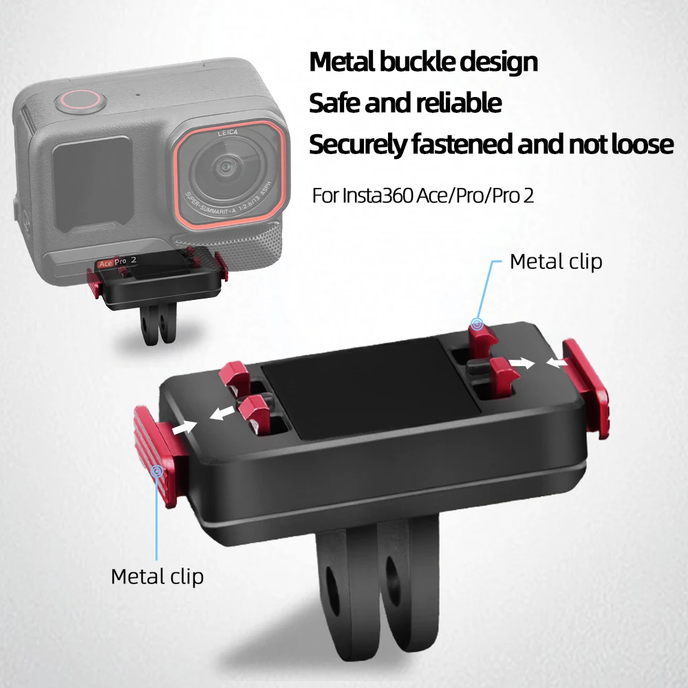 Magnetic Quick Release Mount for Insta360 X6/X5/X4 Air/Ace Pro/Pro2 Adapter Base with Secure Claw-Lock Camera Accessories