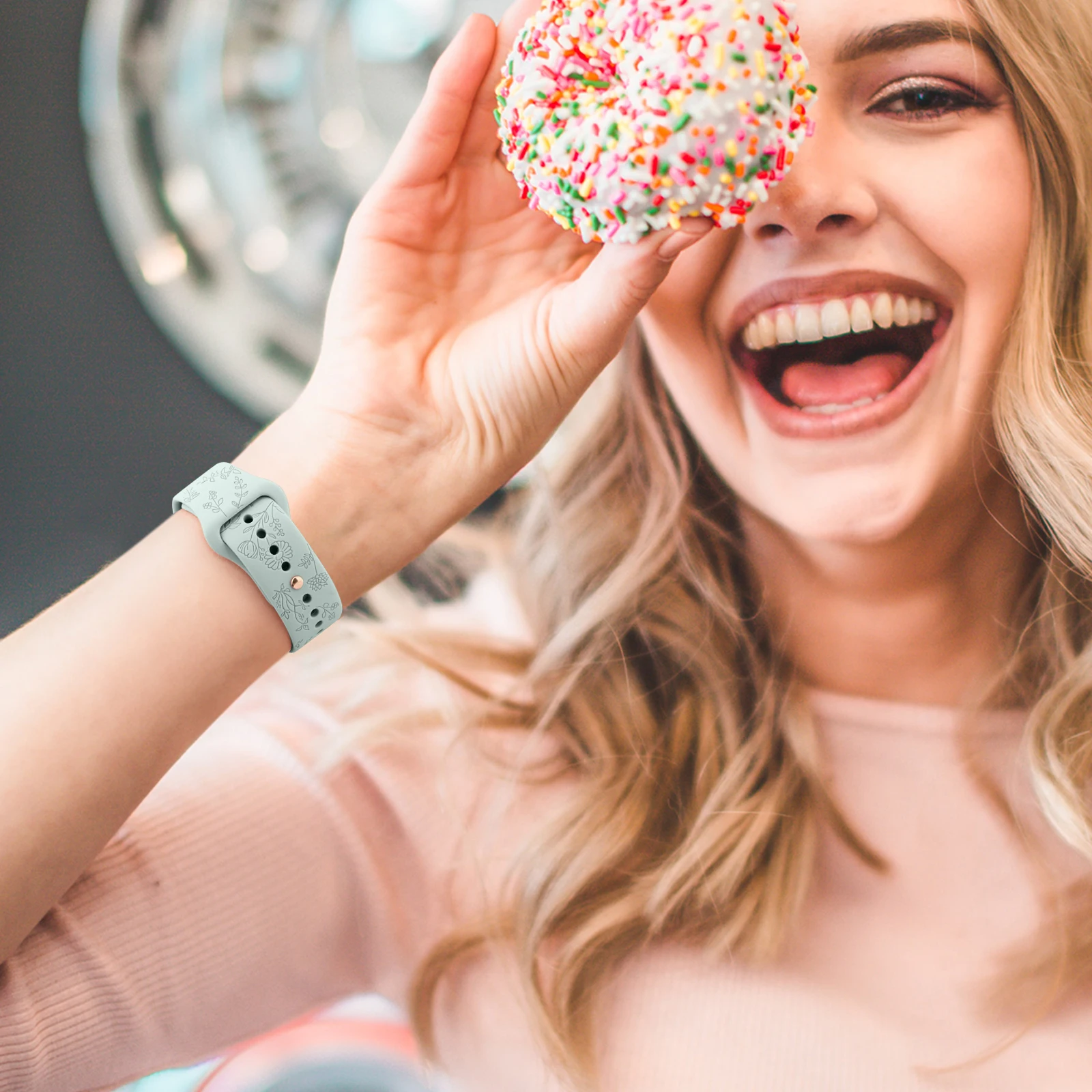 Amazfit GTS/2/2e/3/4 GTS2 미니/GTR 4/3/Pro/47mm/GTR2/2e/stratos 2/3/Bip Lite 밴드 팔찌용 20mm 22mm 꽃 무늬 스트랩