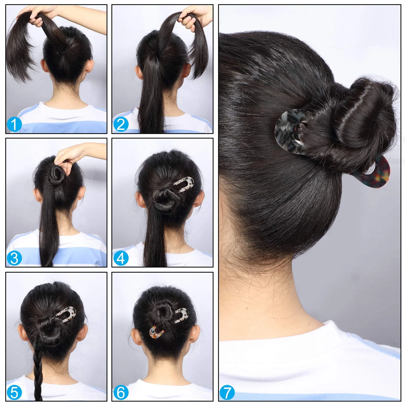 

4Pcs Simple Retro Headdress U-Shaped Acetate Hairpin Elegant Women Barrettes for Party Festival Travel Daily Life