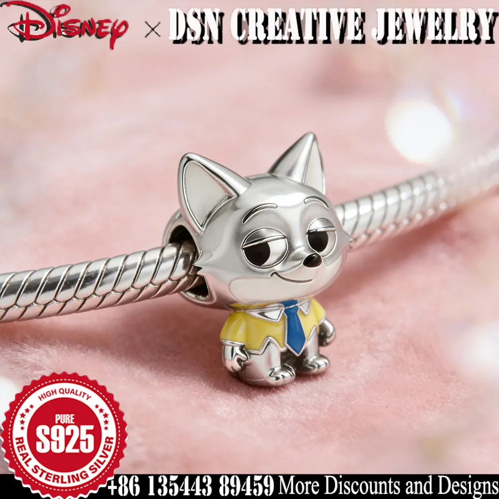 

DSN 925 Silver Charm Disney Zootopia Finnick beads for Bracelet Child's Play cartoon cute Charm Jewelry Gift