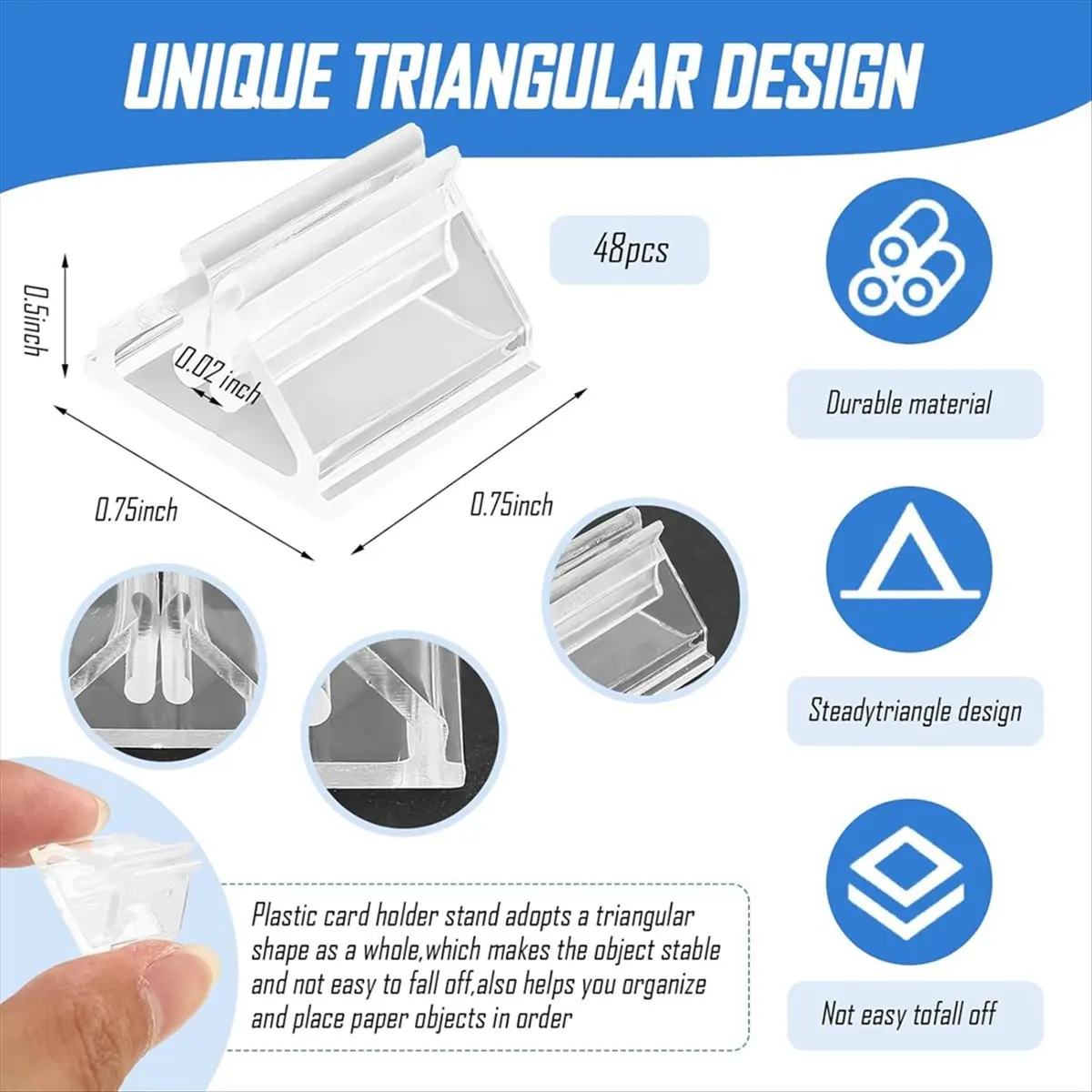 Reliable- Card Stand - 98 PCS Clear Plastic Photo Holders for Tables, Versatile Place Card Holders for Table Number, Board Game