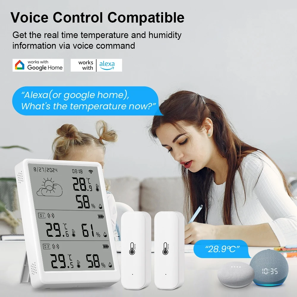 Tuya WiFi ميزان الحرارة الرطوبة الذكية 433 هرتز مجموعة ميزان الحرارة داخلي درجة الحرارة والرطوبة الاستشعار منتجات الحياة الذكية