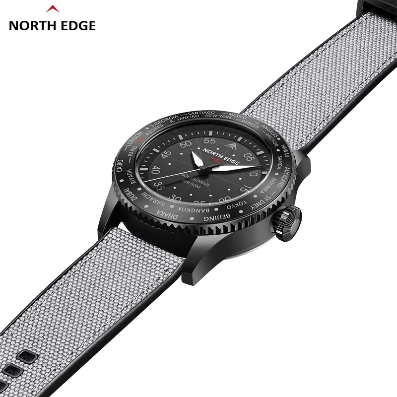 NORTH EDGE 2024 MACH Solar Power Quartz watch Men Waterproof 50M Men\'s Pilot Sports Light Night Wristwatches