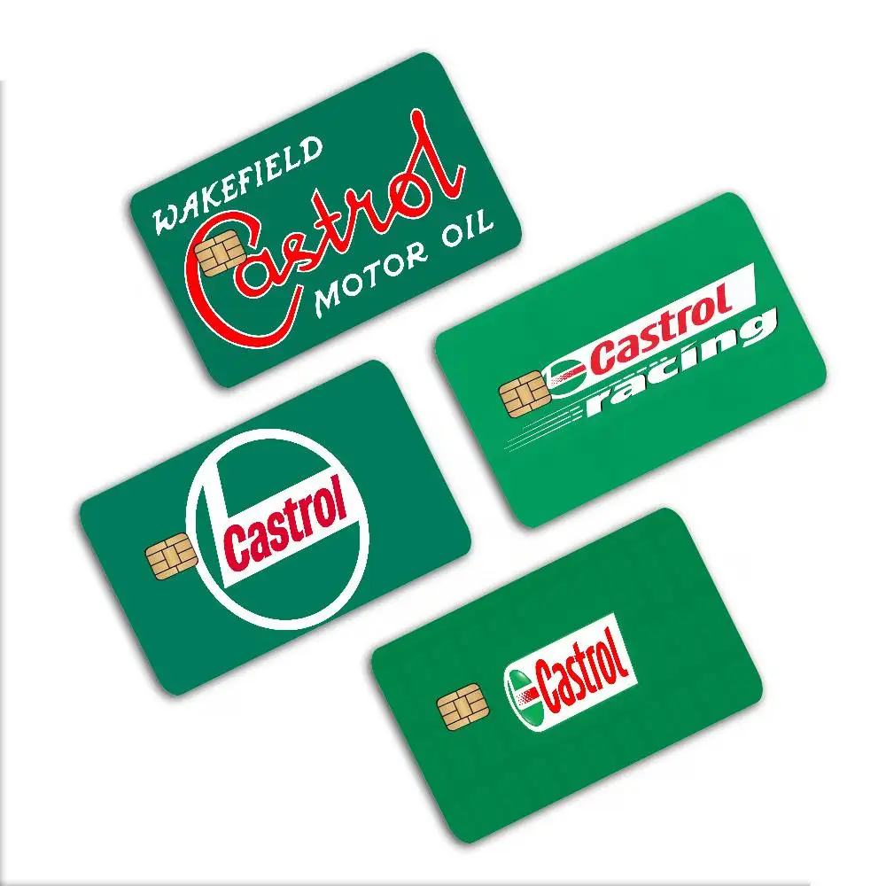 C-Castrol Logo Credit Card Skin Stickers No Adhesive Residue Water Proof for VISA Credit Card Subway Access Card