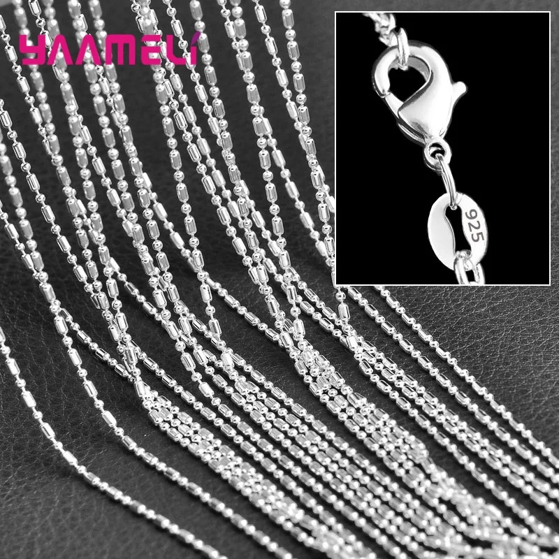 5Pcs Wholesale 925 Sterling Silver Beaded Chains Necklace Men Women 16-30 Inches Jewelry Components Making Accessories