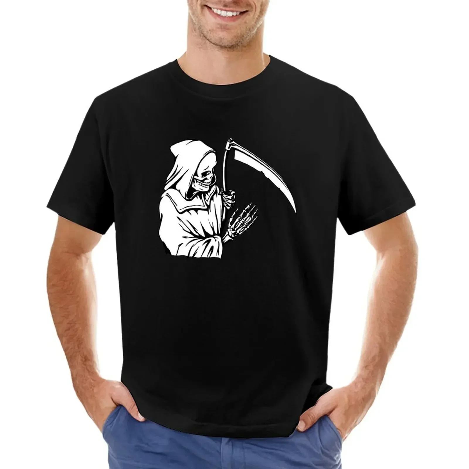 Halloween Grim Reaper Illustration T-shirt boys whites Aesthetic clothing sweat black t shirts for men