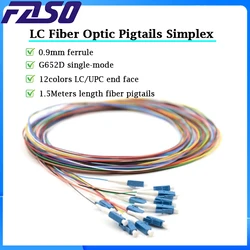 FASO 1.5m Fiber Optic Pigtails SingleMode LC UPC Fiber Pigtails 12Cores Fibers Os2 Unjacketed Coded Fiber Optic Pigtail Wire