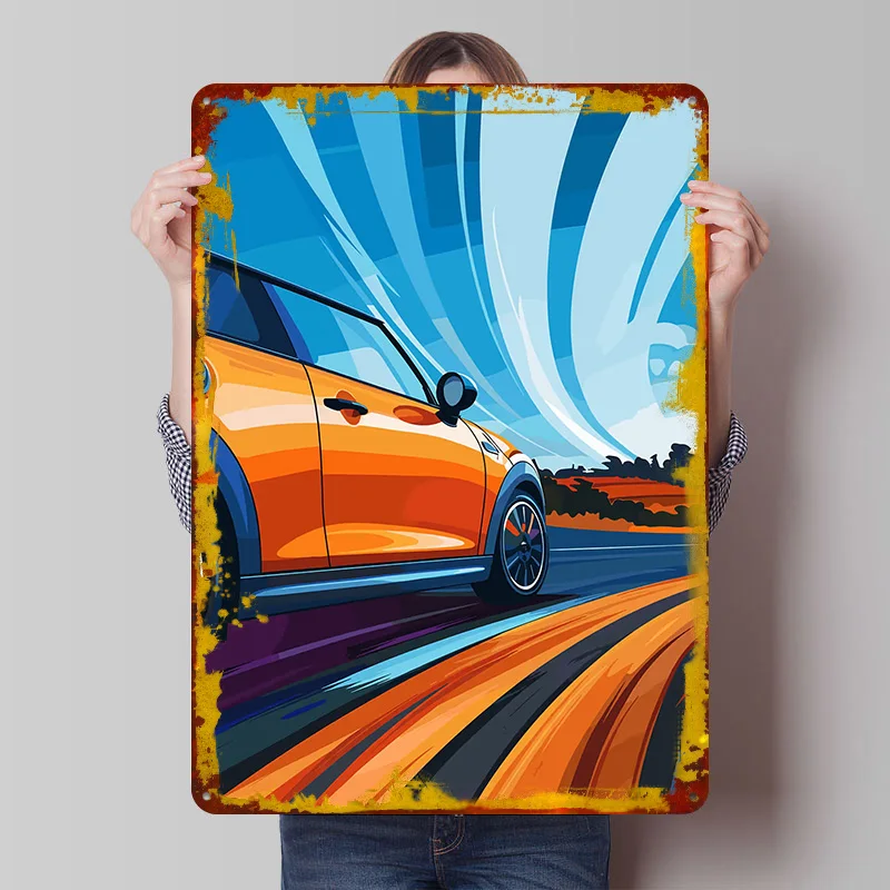 

Металлическая винтажная табличка Orange UK Car Cooper Speeding: настенный декор в стиле ретро для фанатов, украшение для спальни и дома
