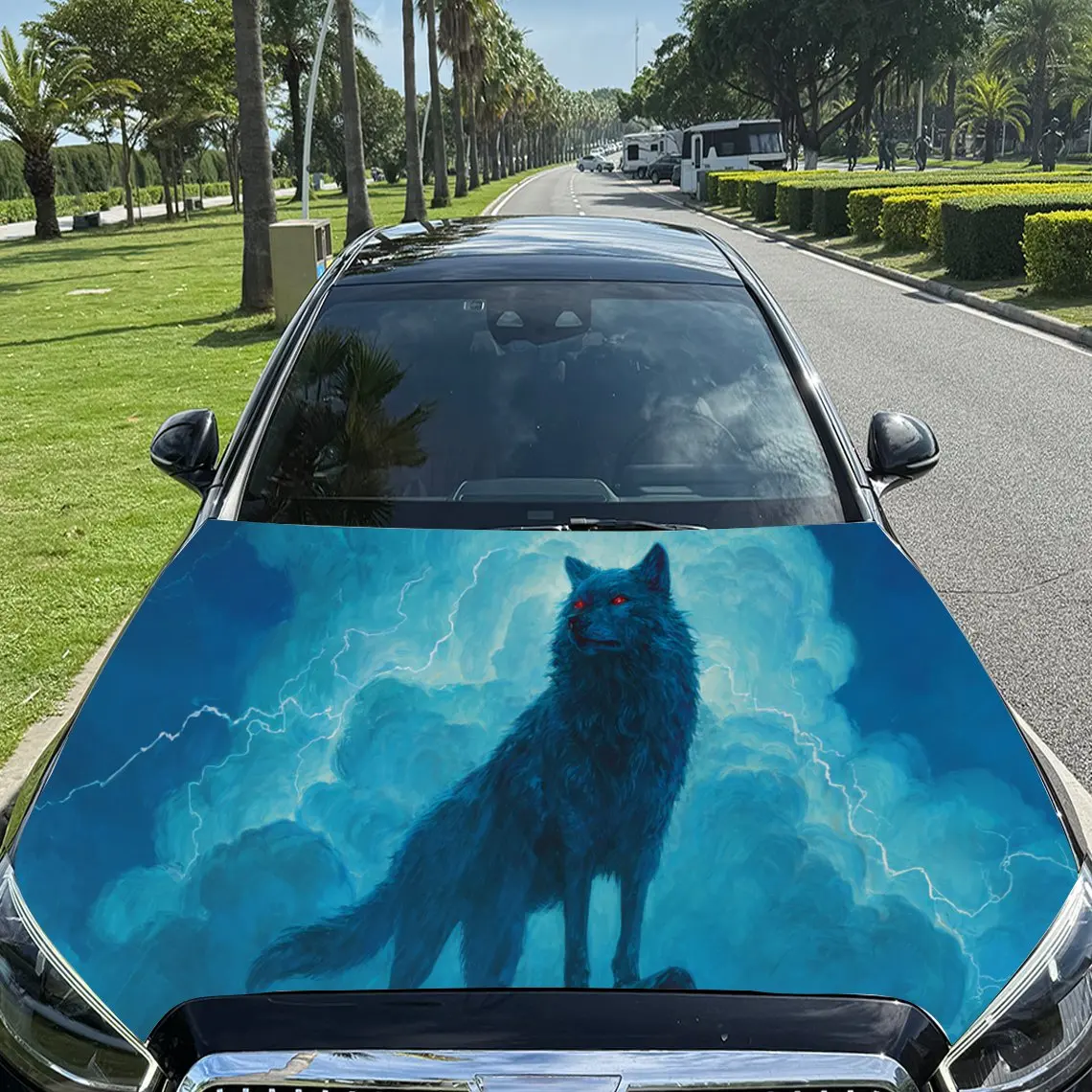 

Lone Wolf Under Sky Car Hood Stickers - Self-Adhesive, Waterproof and Durable Vinyl Wrap, Decorate And Protect Your Car - The Gi