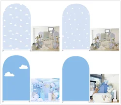 Mehofond Round Top Arch Cover for Newborn Baby Parties Background Blue Sky White Clouds Arched Covers Stretchy Backdrop Props