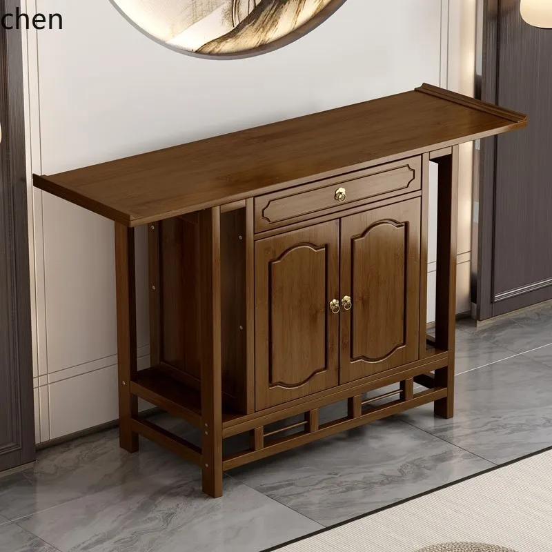 

HXL Solid Wood Entrance Cabinet Simple Offering Table Modern Living Room Buddhist Niche Incense Case Household