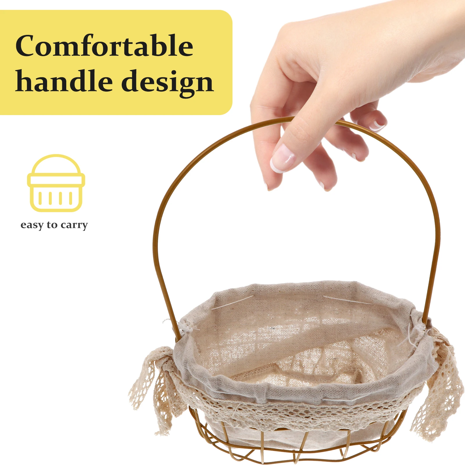 

Delicate Iron Flower Basket Handmade Decorative Storage Basket For Wedding Banquet Decoration Gift Packing Natural