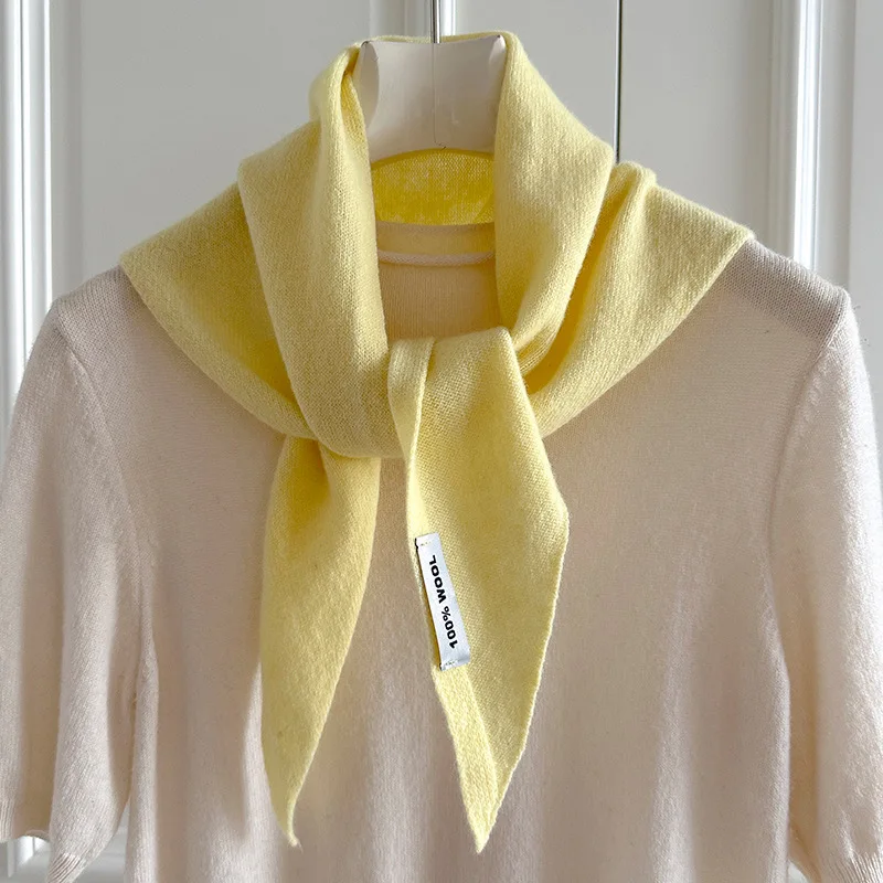 니트 스카프 여성용 100% 울 겨울 따뜻한 스카프 밝은 단색 디자인 두꺼운 숄 부드러운 캐시미어 파시미나 목도리 2023 신상