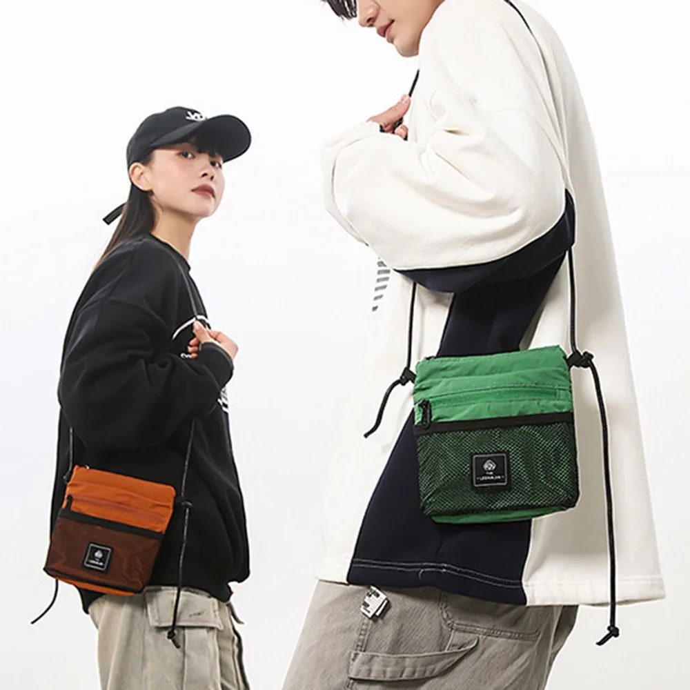 

Mini Multifunctional Crossbody Phone Pouch Mesh Sports Nylon Shoulder Bag Solid Color Korean Style Small Square Bag Man