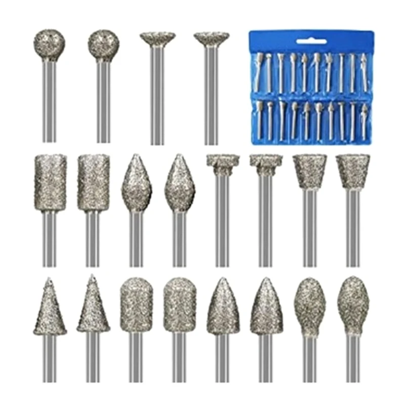 Diamond Cutting Discs for Rotary Tool 20Pcs Diamond Bur Bits 10Pcs Diamond Cutting Wheels 2Pcs Mandrels for Wood Metal