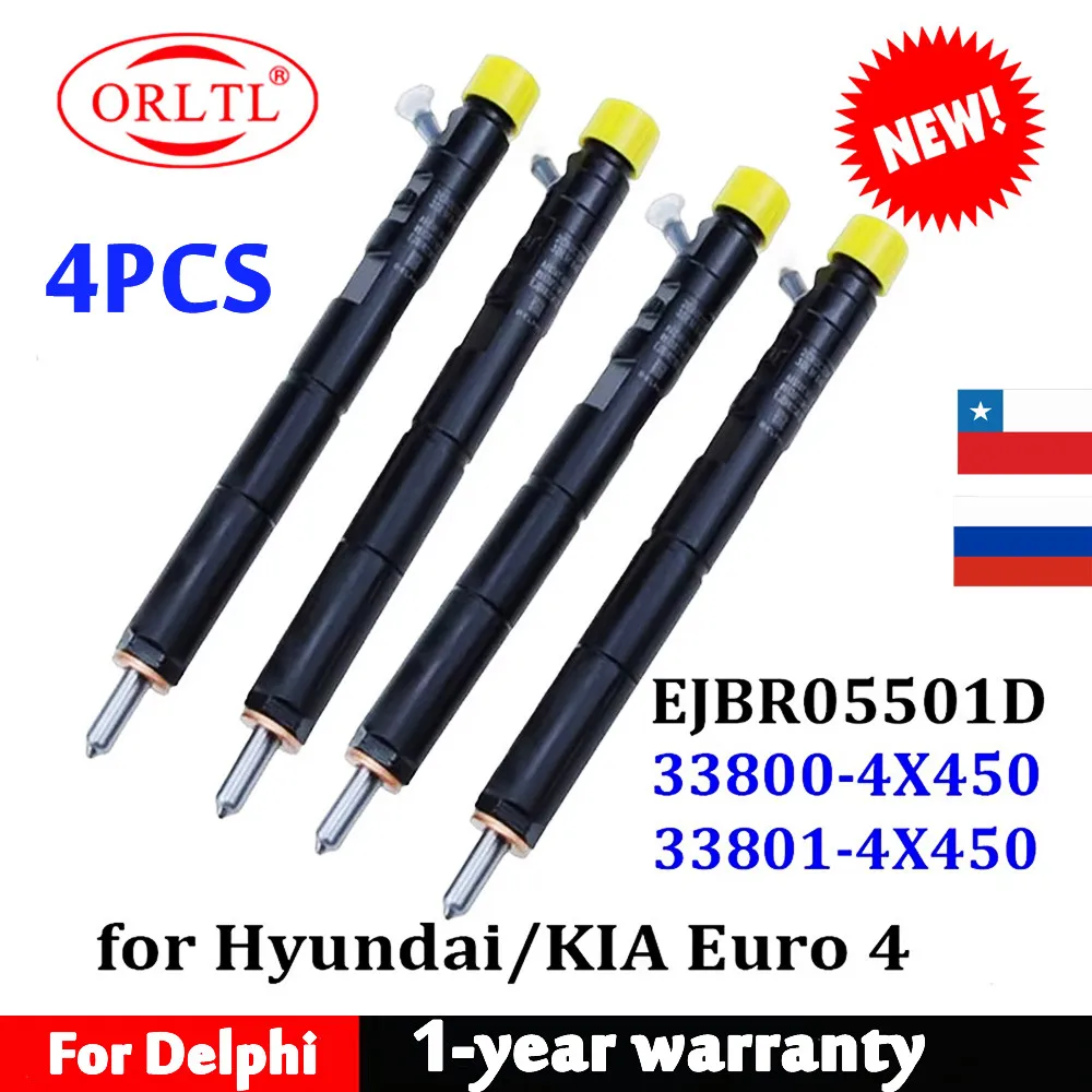 4 PCS EJBR05501D 33800-4X450 33801-4X450 Novo Injetor de Combustível Diesel 33800-4X450 Bico Para Hyundai / KIA BONGO K2900 2.9L ORLTL