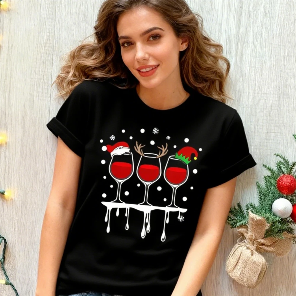 

Рождественский свитшот с вином, подарочная футболка для любителей вина, рождественская рубашка с виноградной лозой, женские повседневные модные праздничные костюмы, одежда для вечеринок